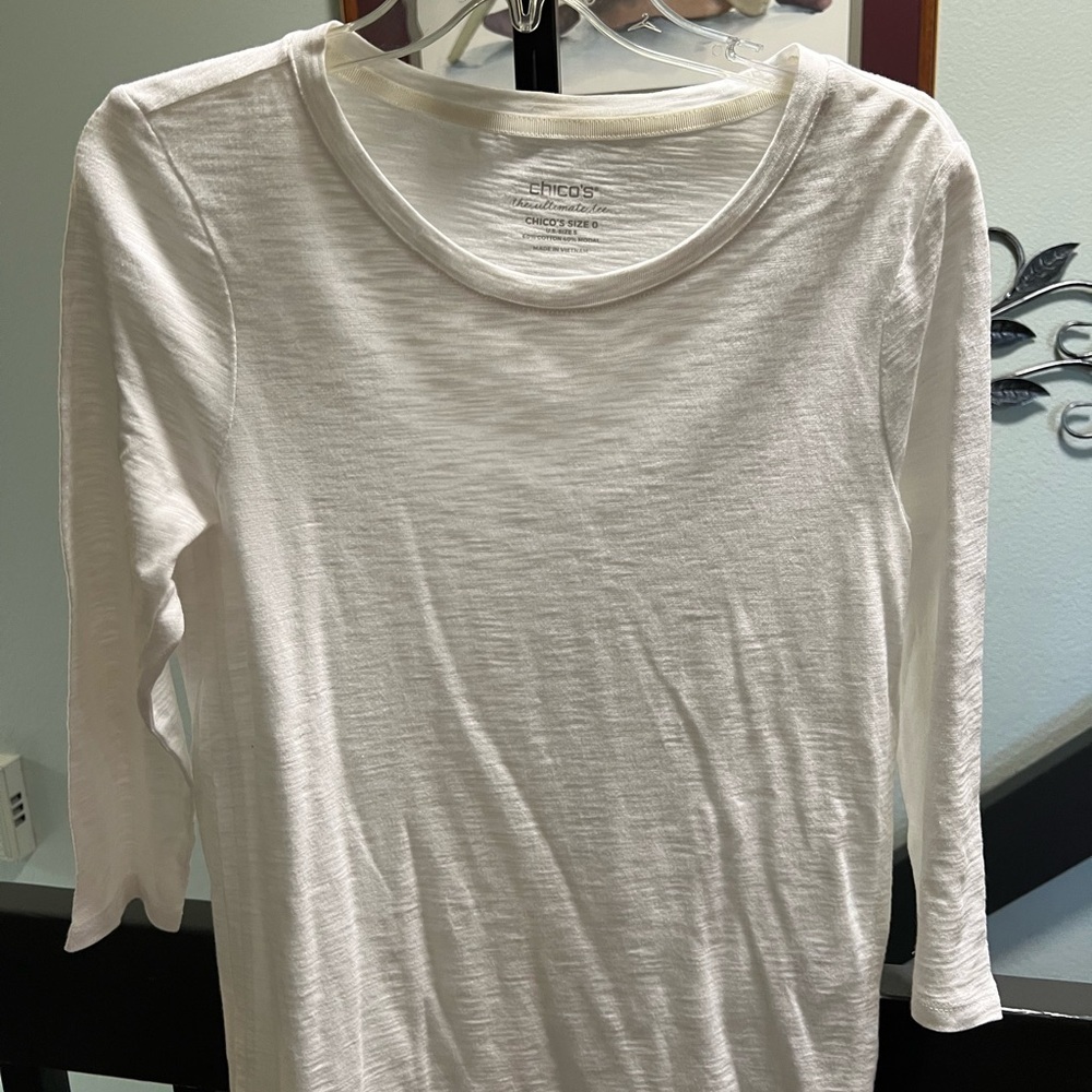Chico's Classic White 3/4 Sleeve Top #286